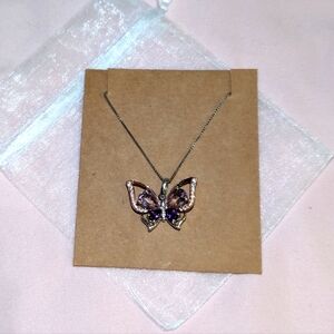Butterfly Necklace Amethyst Sterling Silver/10K Rose Gold